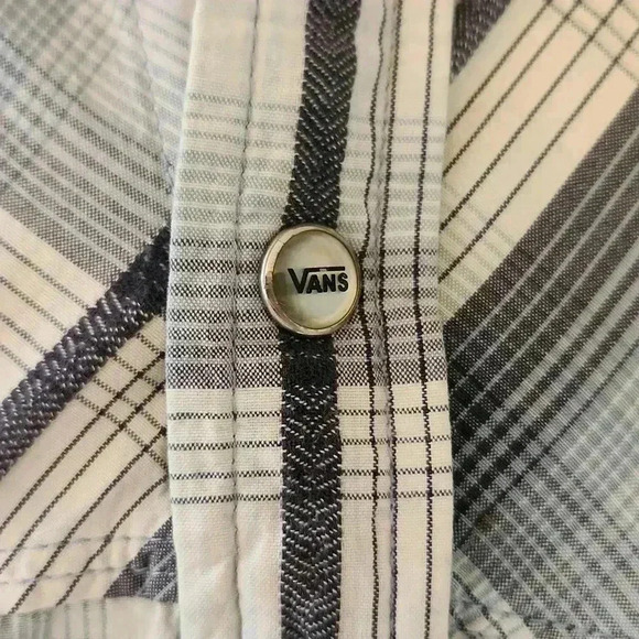Vintage Vans Off The Wall Button Up Shirt Size MEDIUM western style pearl button - Picture 2 of 8